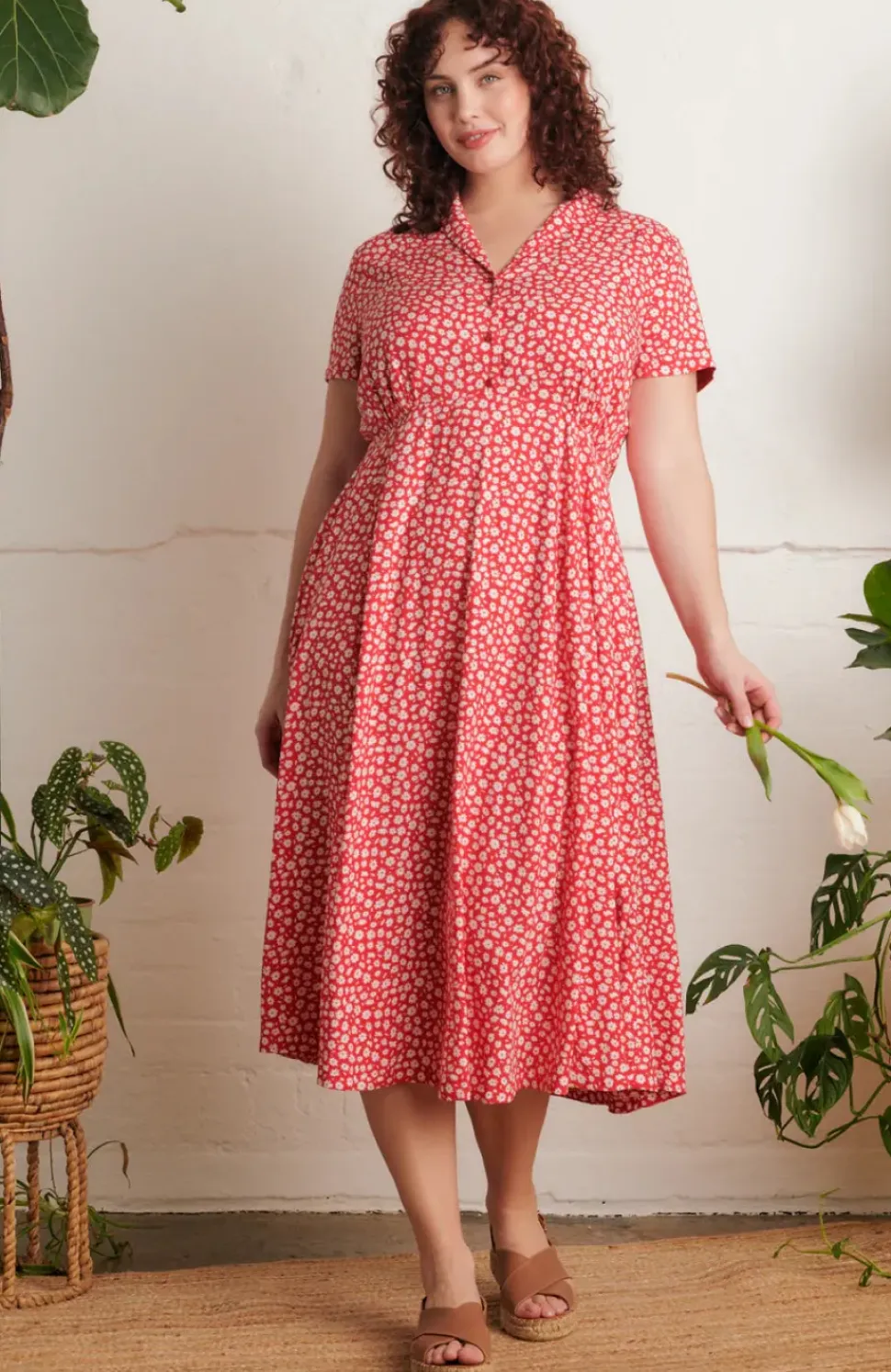 Adele Red Ditsy Daisy Dress