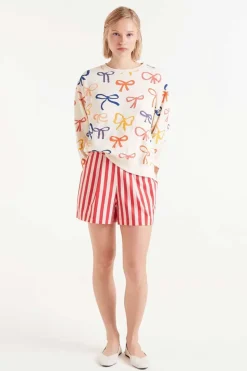 All Over Print Bow Sweatshirt