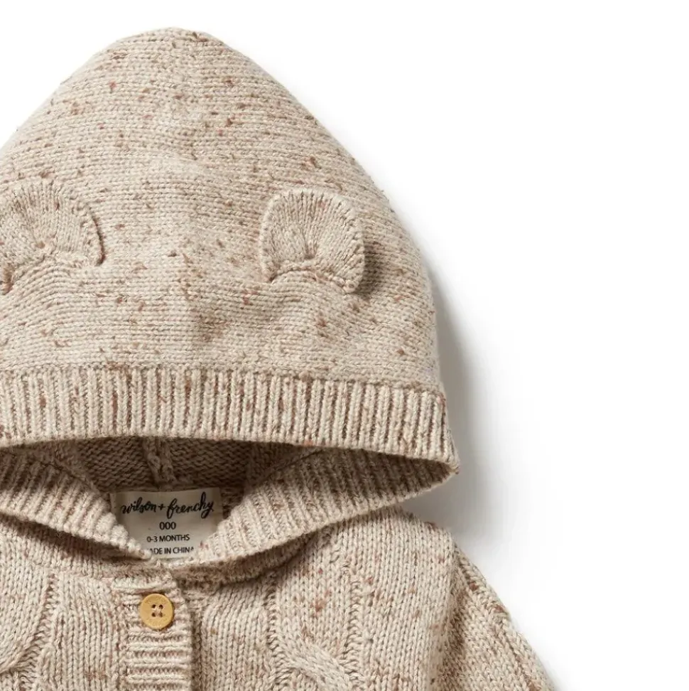 Almond Fleck Knitted Cable Jacket