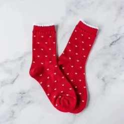 Always Lovely Heart Socks - Red/White