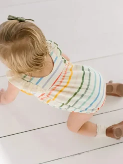 Amelia Romper in Primary Stripe