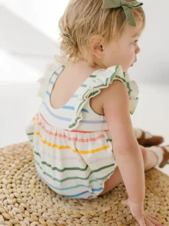 Amelia Romper in Primary Stripe