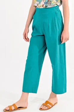 Ankle Length Wide Leg Pants - Green