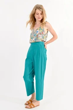 Ankle Length Wide Leg Pants - Green