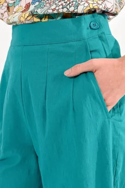 Ankle Length Wide Leg Pants - Green