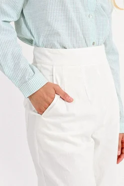 Ankle Length Wide Leg Pants - White