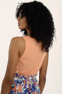 Asymmetric Overlay Tank Top - Apricot