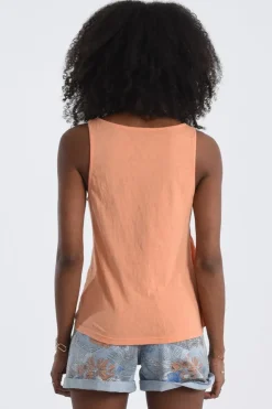 Asymmetric Overlay Tank Top - Apricot