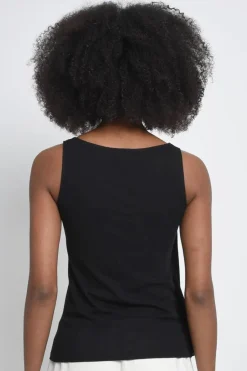 Asymmetric Overlay Tank Top - Black
