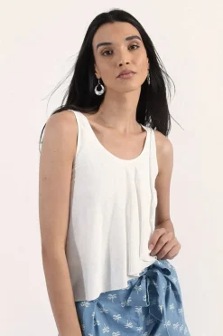 Asymmetric Overlay Tank Top - White