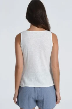 Asymmetric Overlay Tank Top - White