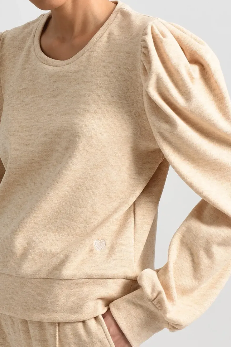 Balloon Sleeve Sweatshirt - Beige