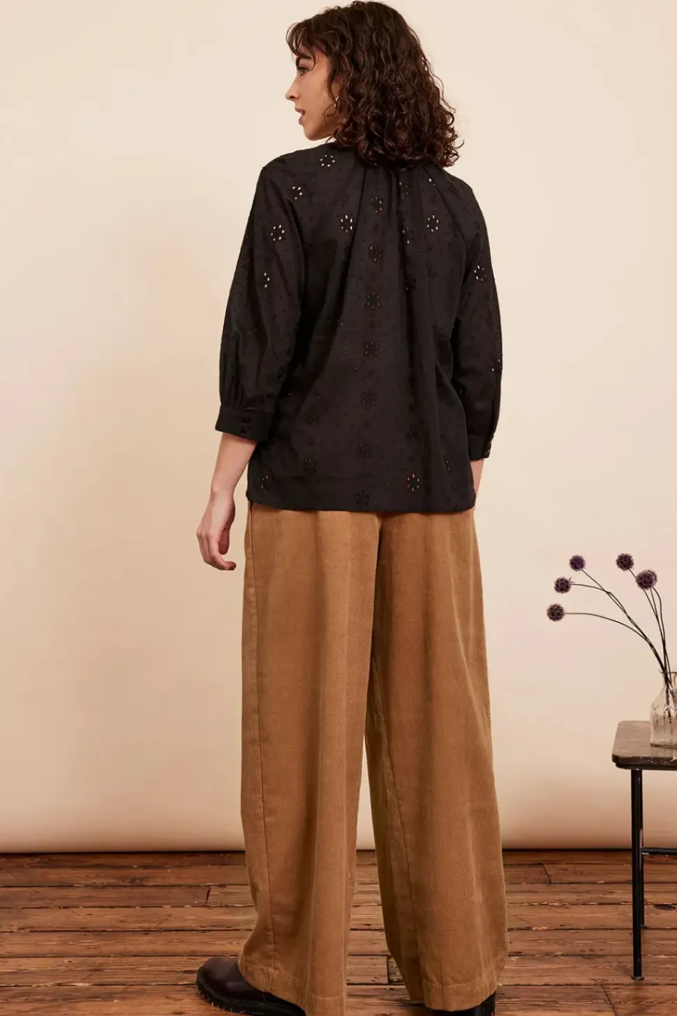 Bianca Lurex Broderie Black Blouse