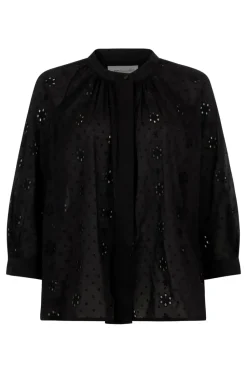 Bianca Lurex Broderie Black Blouse