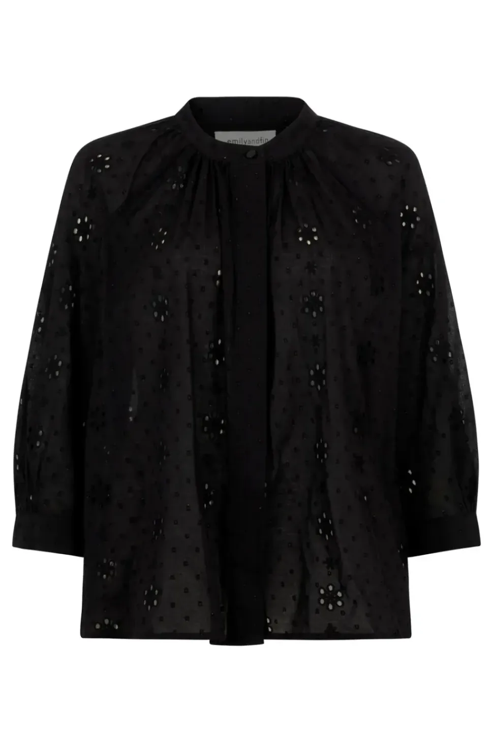 Bianca Lurex Broderie Black Blouse