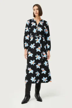 Black Calatea Floral Print Long Dress