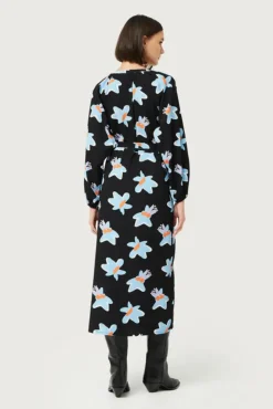 Black Calatea Floral Print Long Dress