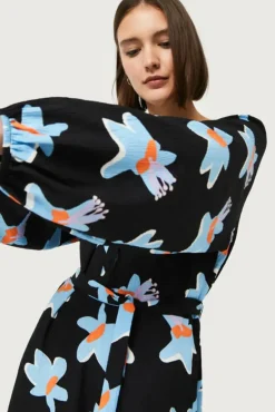 Black Calatea Floral Print Long Dress