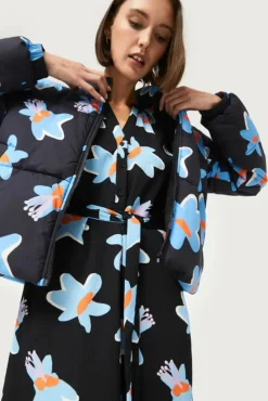 Black Calatea Floral Print Long Dress