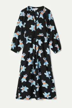Black Calatea Floral Print Long Dress