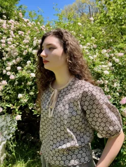 Blouse With Silk Tie - Cream