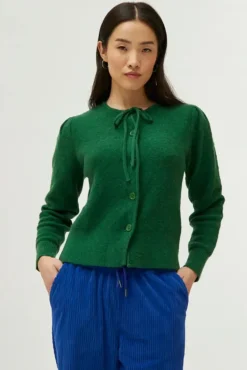 Bow Knit Cardigan - Green