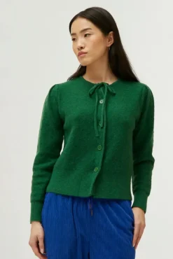 Bow Knit Cardigan - Green