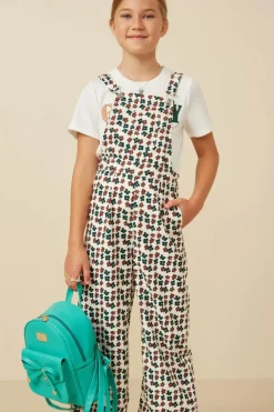 Brushed Floral Print Overalls