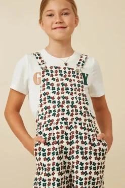 Brushed Floral Print Overalls