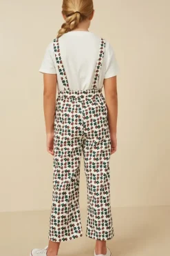 Brushed Floral Print Overalls