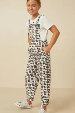 Brushed Floral Print Overalls