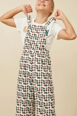 Brushed Floral Print Overalls