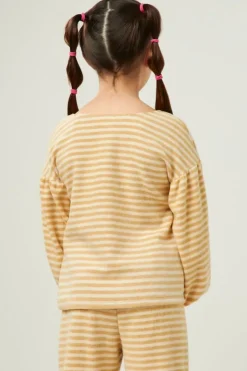 Brushed Stripe Puff Sleeve Knit Top