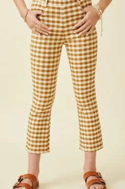 Button Closure Checkered Pants
