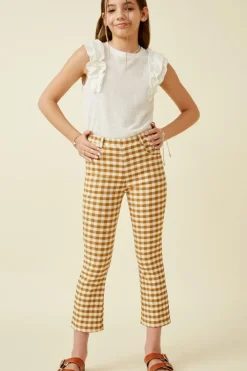 Button Closure Checkered Pants