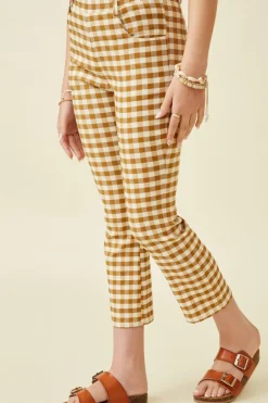 Button Closure Checkered Pants