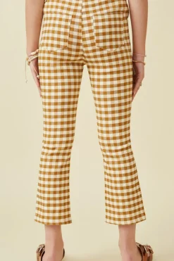 Button Closure Checkered Pants