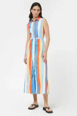 Button Front Stripe Dress