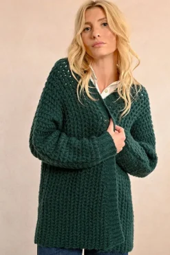Cable Cardigan - Forest Green
