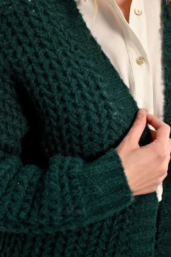 Cable Cardigan - Forest Green