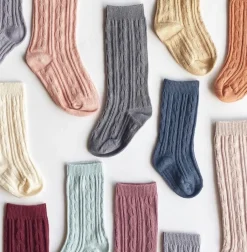 Cable Knit Knee High Socks - Several Colors