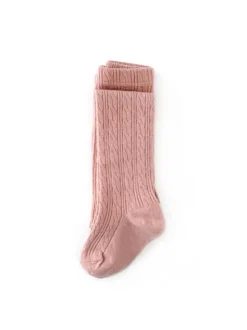 Cable Knit Tights - Blush