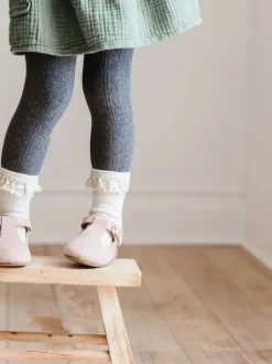 Cable Knit Tights - Charcoal