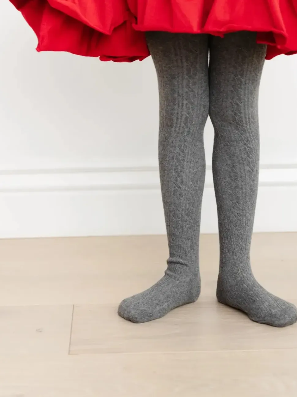 Cable Knit Tights - Charcoal