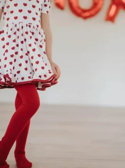 Cable Knit Tights - Cherry