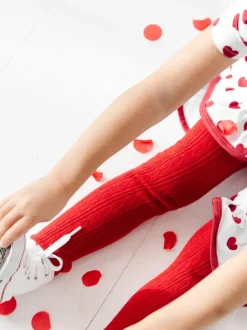 Cable Knit Tights - Cherry