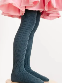 Cable Knit Tights - French Blue