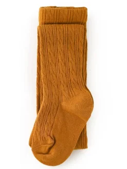 Cable Knit Tights - Mustard