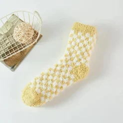 Checkerboard Pattern Fuzzy Winter Socks - Several Colors
