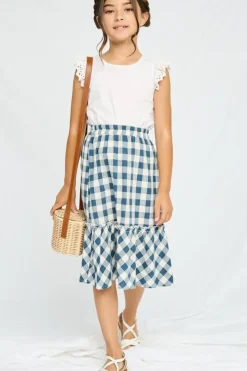 Checkered Ruffle Tiered Skirt